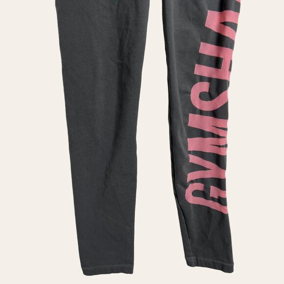 Gymshark Dry Gray and Pink Side Logo Pull On Athletic Leggings Size Small - Picture 3 of 8